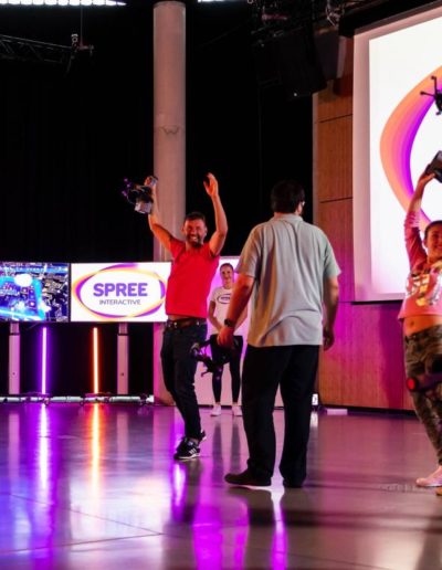 Families play SPREE Arena Interactive VR Game Arena
